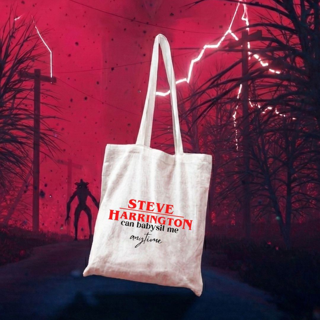 Steve Harrington Babysitter Quote Tote Bag – Stranger Things Inspired Canvas Tote Mugdog