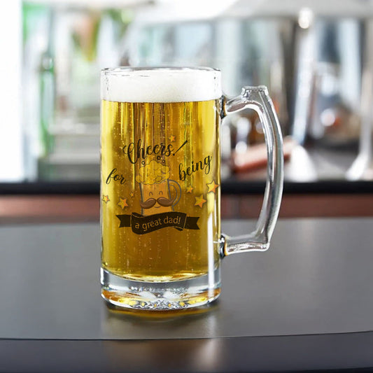 Custom Glass Beer Mugs for Father | Present Ideas for Father | MugDog Mugdog- Buy Your Gifting Items