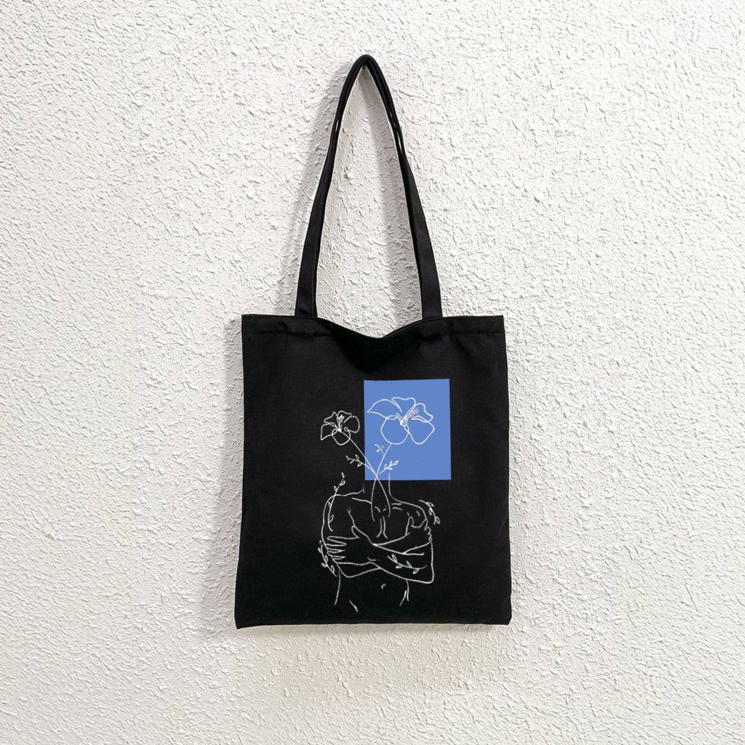 Mugdog Black Canvas Tote Bag for Women | Multipurpose Tote Bags | Cute Hand Bag for Women