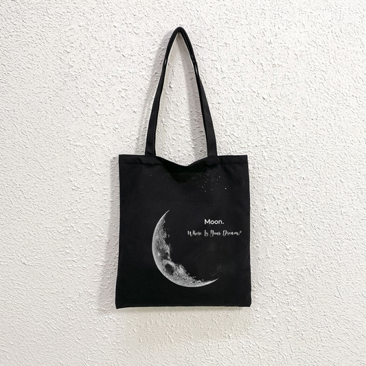 Mugdog Moon Printed Black Tote Bag for Women Mugdog- Buy Your Gifting Items