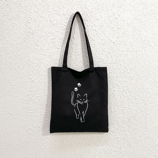 Mugdog Tote bags for cat lovers | Trendy Black Canvas Tote Bags for Women | Tote Bag for College Girls Mugdog- Buy Your Gifting Items