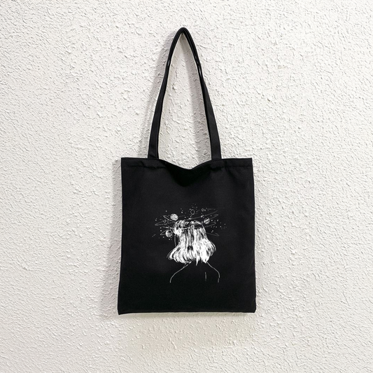 Mugdog Printed black Canvas Black Tote Bag for Women | Trendy bags for universe lover Mugdog- Buy Your Gifting Items