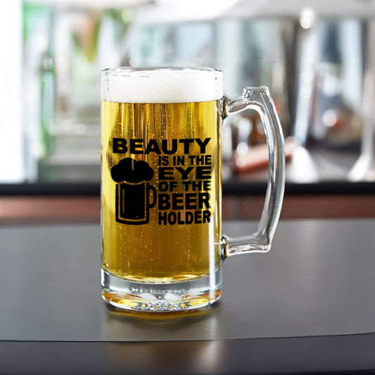 Personalized Quote Mug | "Beauty Is in the Eye of the Beer Holder" – Funny Beer Mug Mugdog- Buy Your Gifting Items