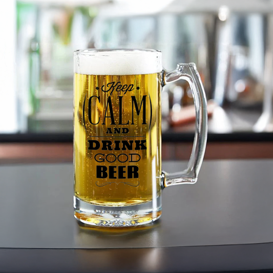 Keep Calm and Drink Good Beer Mug | Premium Glass Beer Mug