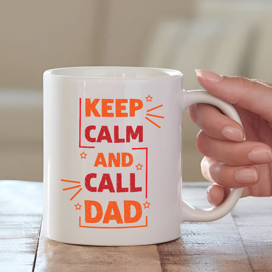 Keep Calm And Call Dad Quote Cushion & Mug| Happy Fathers Day Presents Combo | MugDog