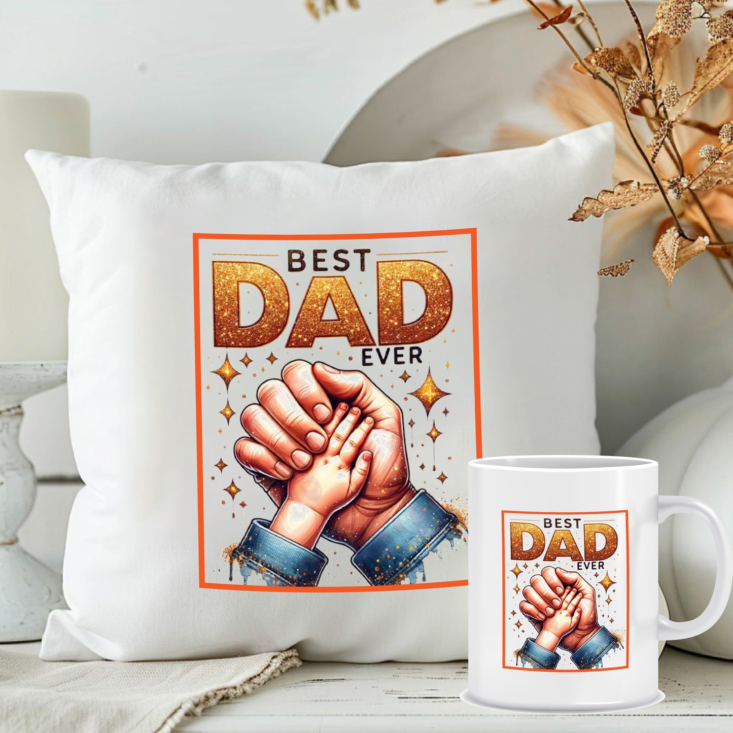 Best Dad in the World Cushion & Mug | Father's Day 2025 Gift Combo | MugDog