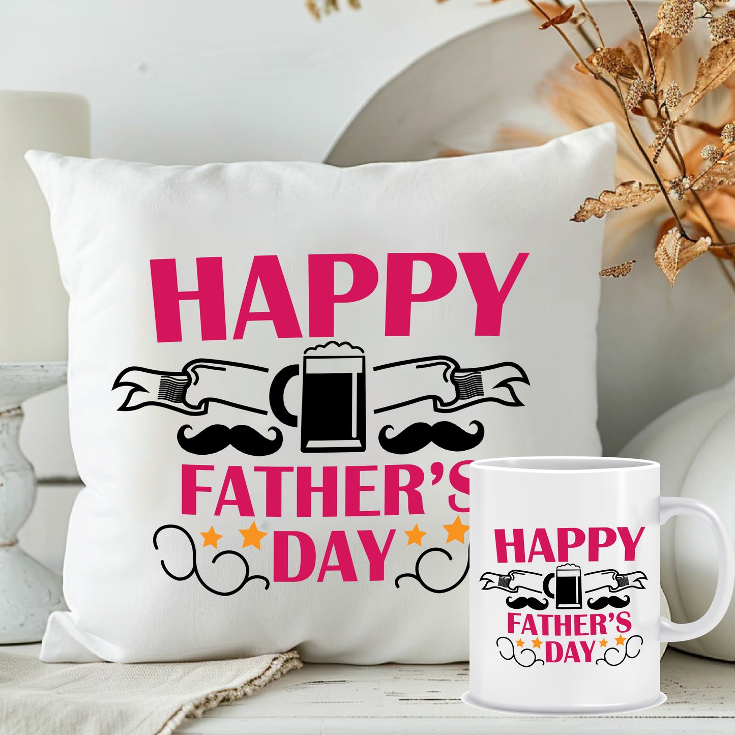 Happy Father's Day Cushion with Filler | Combo Gift for Father's Day 2025 | MugDog