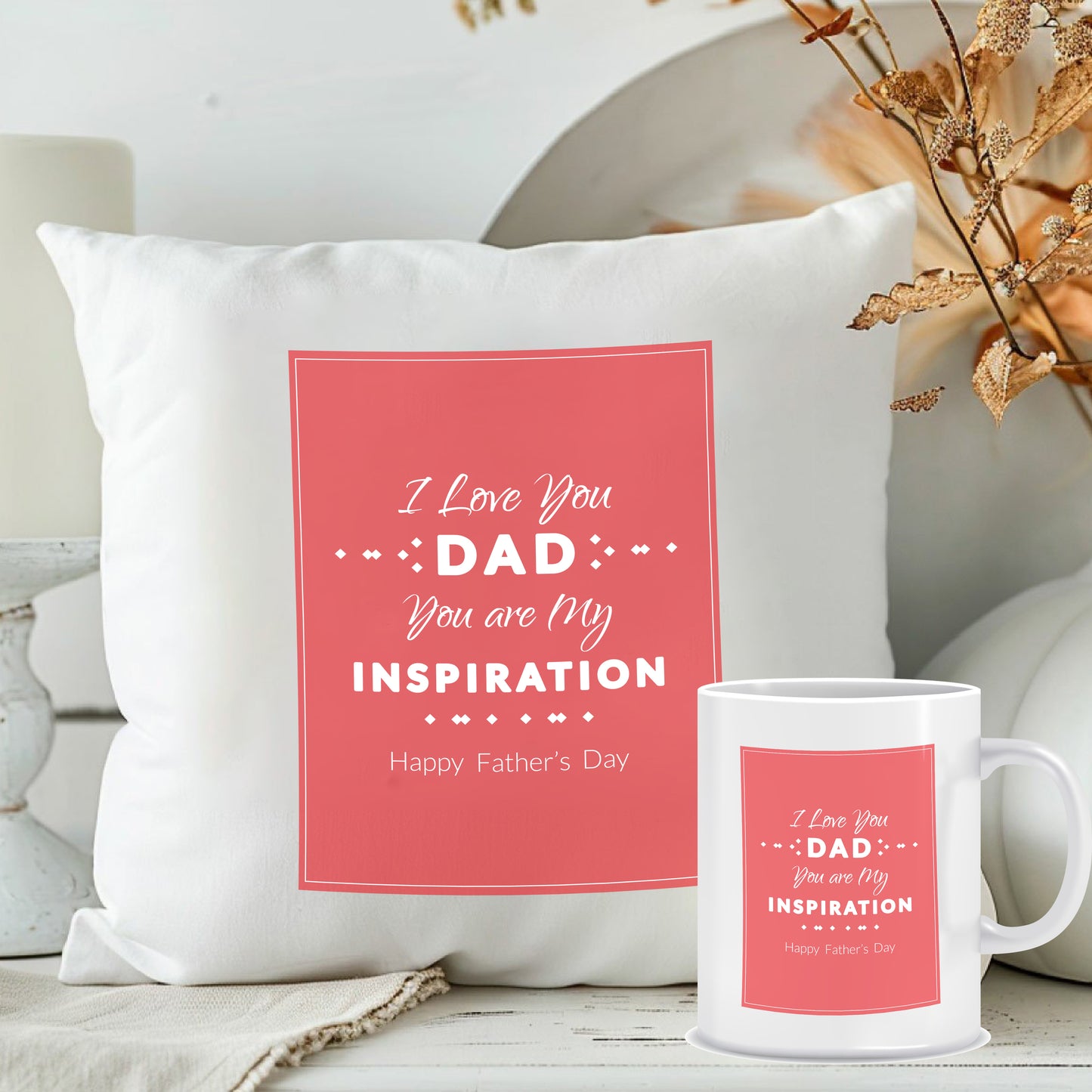 I Love You Dad Cushion with Mug | Combo Presents for Your Father | MugDog