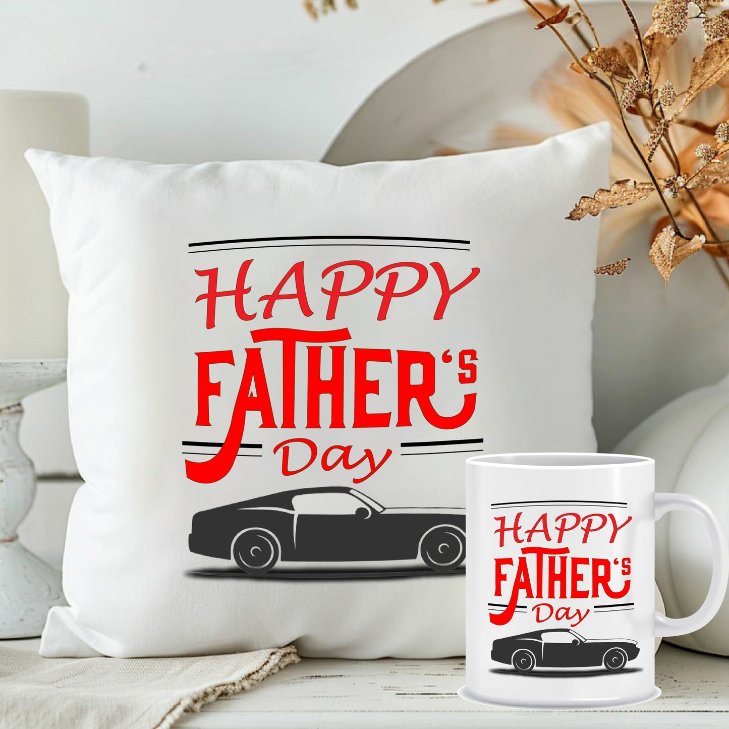 Happy Father's Day Cushion with Mug Combo Sets | Personalized Gifts for Father | MugDog