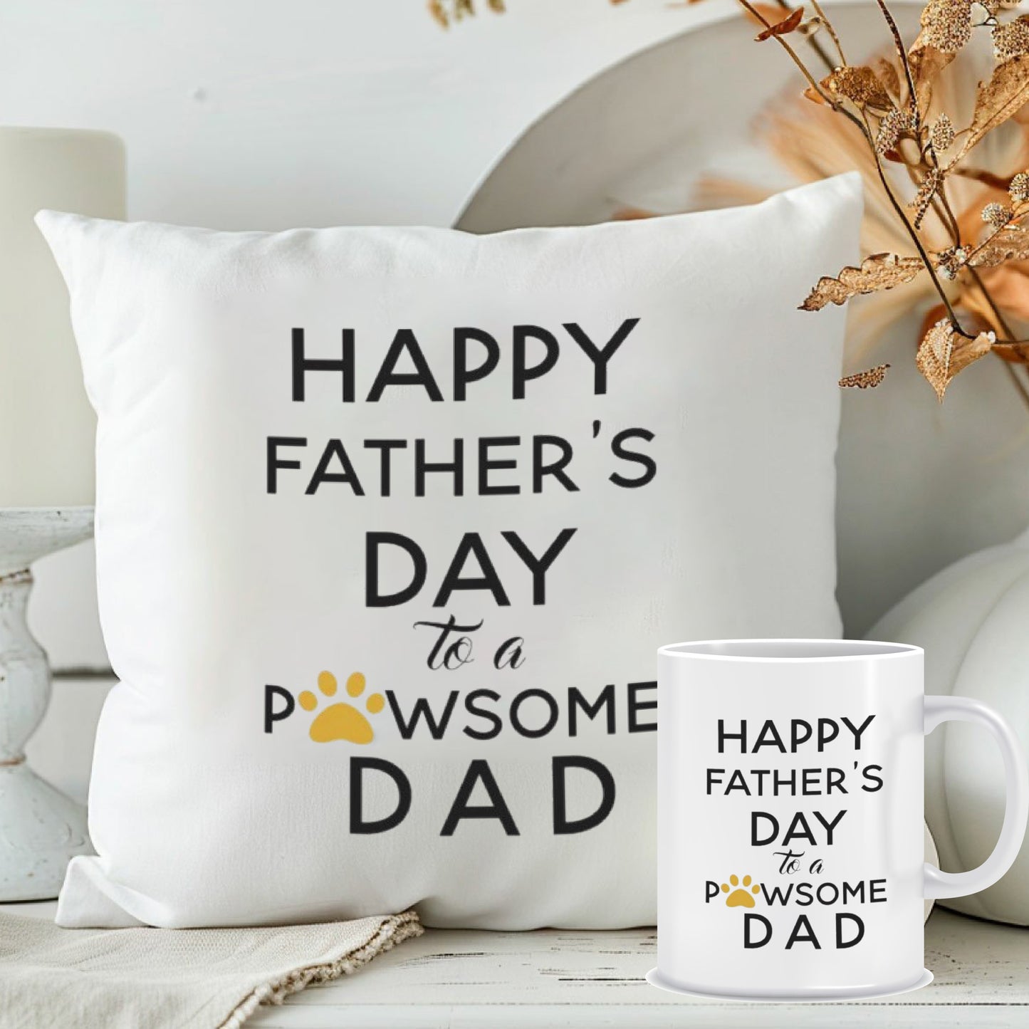 Happy Father's Day Cushion with Mug | Personalised Father's Day Gift Combo | MugDog