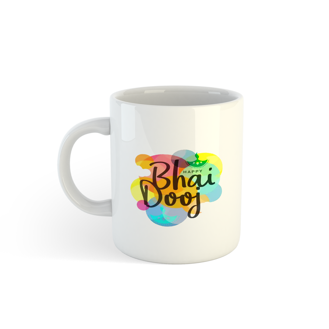 Happy Bhai Dooj Mug | Vibrant Color Print Mug | Celebrate Sibling Love