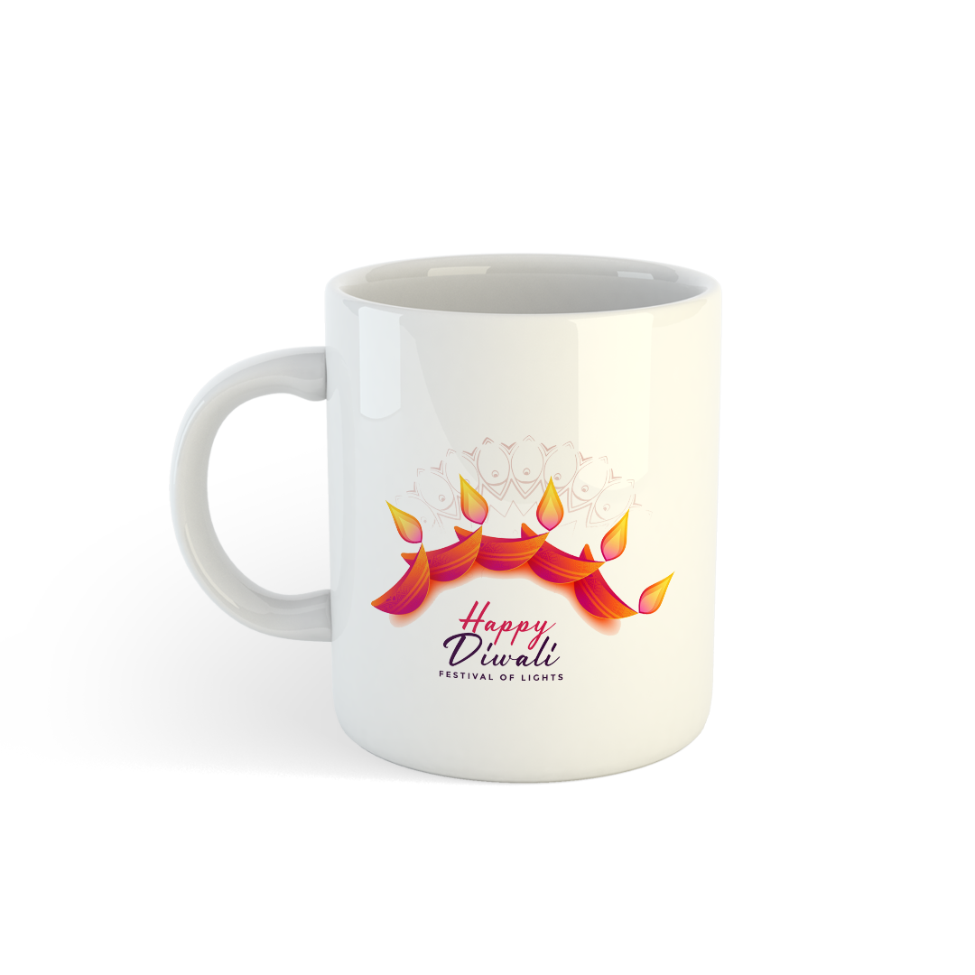 Happy Diwali Mug | Traditional Diya Print Mug | Festival Gifts Mugdog- Buy Your Gifting Items
