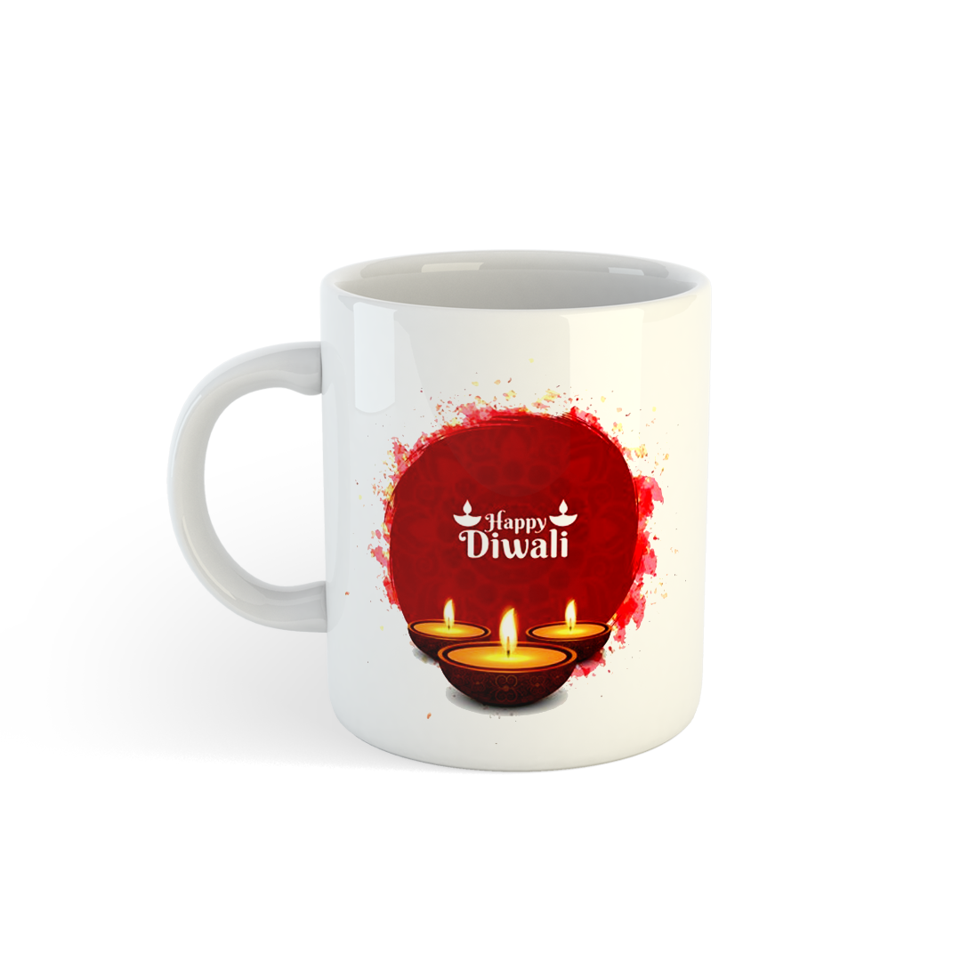 Happy Diwali Mug | Festival Gifts | Diya & Rangoli Print Mug