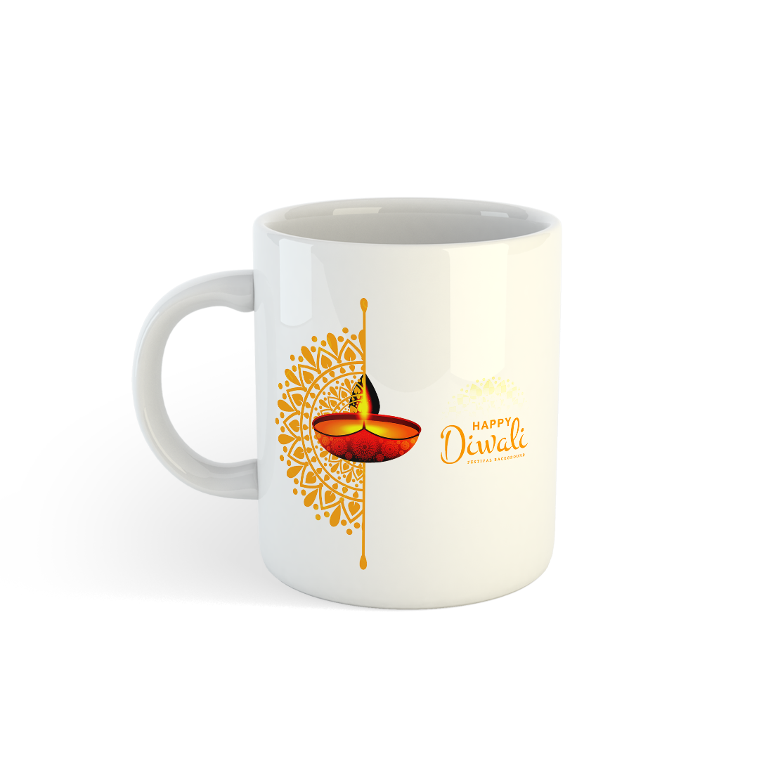 Happy Diwali Mug | Rangoli & Diya Print Mug | Perfect Festival Gifts Mugdog- Buy Your Gifting Items