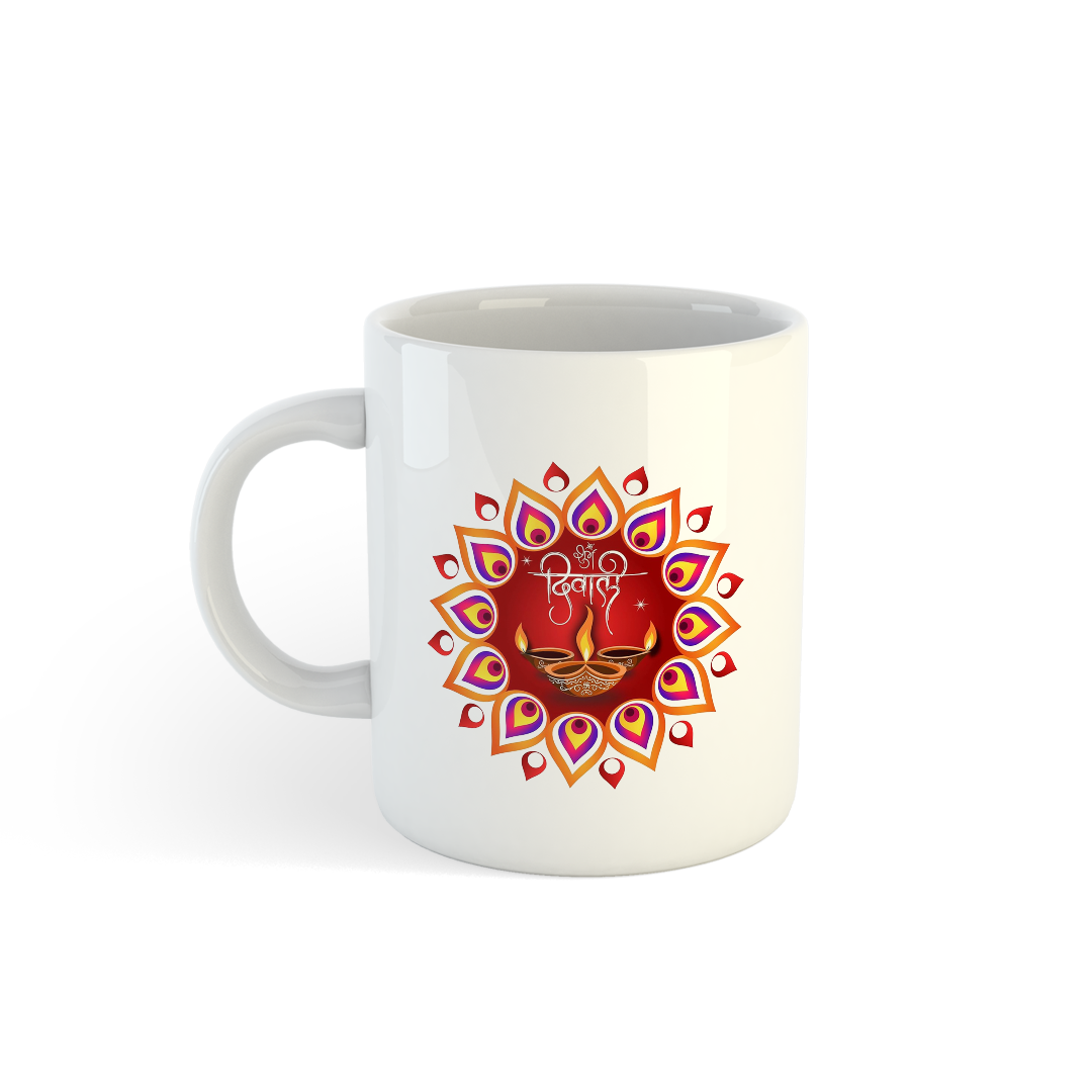 Rangoli & Diya Print Mug | Subh Diwali Mug | Festival Gift Mugdog- Buy Your Gifting Items