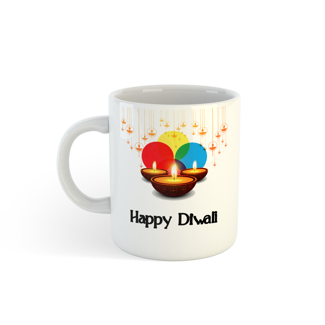 Happy Diwali Mug | Diya & Rangoli Design Mug | Festival of Lights Gift Mugdog- Buy Your Gifting Items