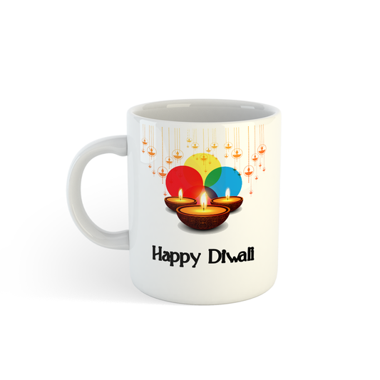 Happy Diwali Mug | Diya & Rangoli Design Mug | Festival of Lights Gift Mugdog- Buy Your Gifting Items