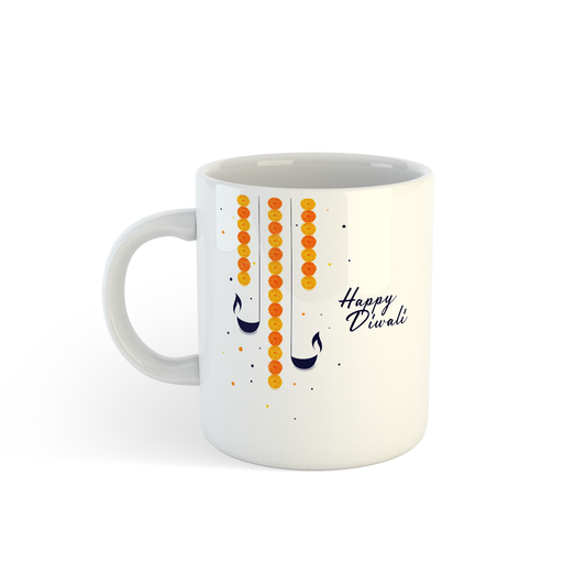 Happy Diwali Mug | Flower & Diya Design Ceramic Mug Mugdog- Buy Your Gifting Items