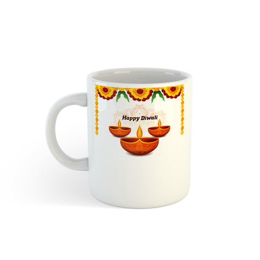 Happy Diwali Mug | Diya Printed Ceramic Mug | Festival of Lights Gift