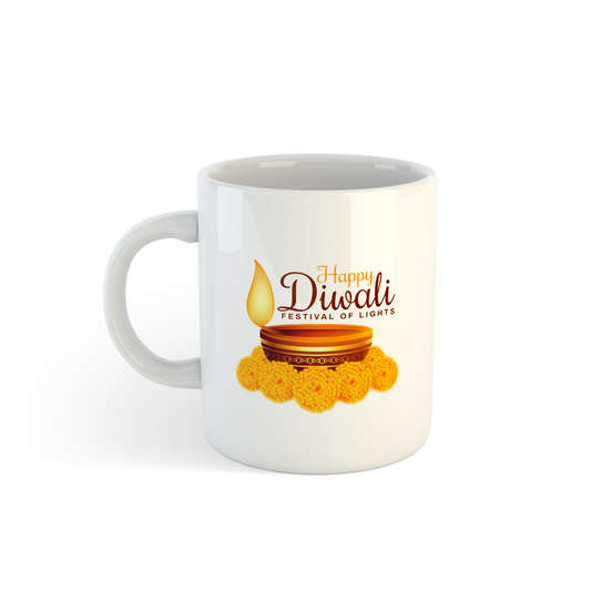 Happy Diwali Mug | Festival of Lights | Diya Printed Ceramic Mug