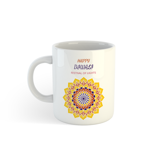 Happy Diwali Mug | Wishes & Rangoli Printed Ceramic Mug Mugdog- Buy Your Gifting Items