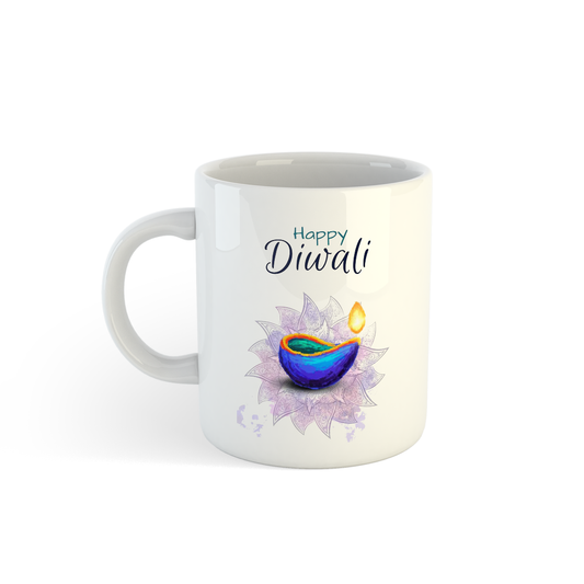 Happy Diwali Ceramic Mug | Festive Diya Design | Perfect Gift for Diwali Celebrations