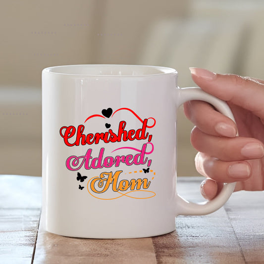 Cherished Adored Mom Ceramic Coffee Mug for Mother | Mother's Day Gift Mugdog- Buy Your Gifting Items