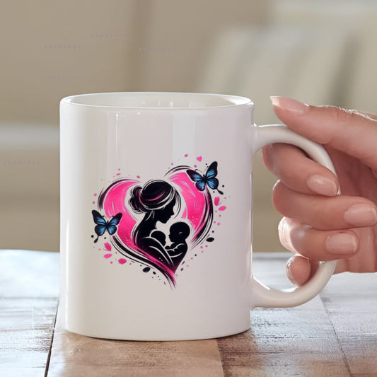 Cute Butterfly Mother Illustration Ceramic Coffee Mug for Mother | Mother's Day Gift Mugdog- Buy Your Gifting Items
