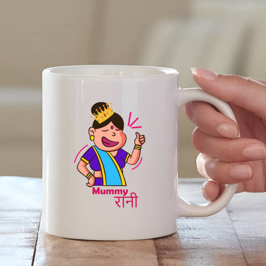 Mummy Rani Cute Cartoon Illustration Ceramic Coffee Mug for Mother | Mother's Day Gift Mugdog- Buy Your Gifting Items