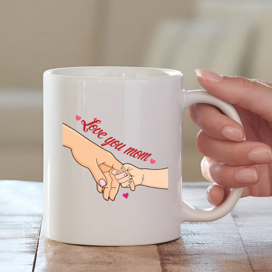 Love You Mom Hand Illustration Ceramic Coffee Mug for Mother | Mother's Day Gift Mugdog- Buy Your Gifting Items