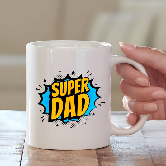Super Dad Printed White Ceramic Mug | Coffee Mug Gift for Father's Day | MugDog