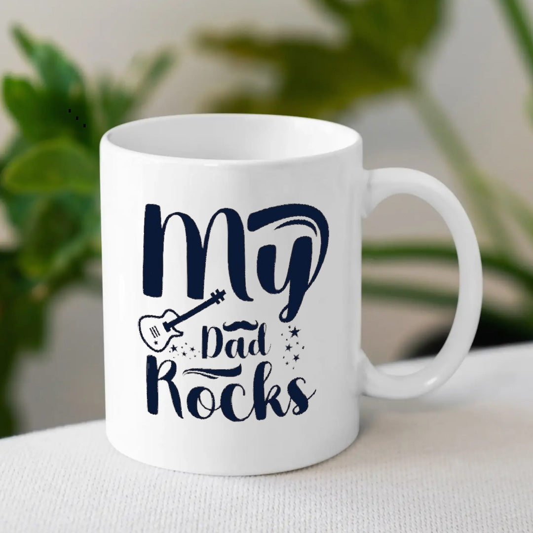 My Dad Rocks Printed Ceramic Mug | Gift for Father's Day 2025 | MugDog