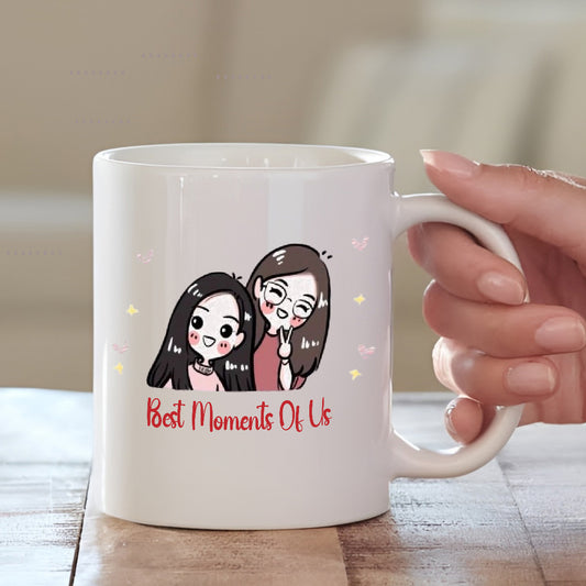 Best Moments of Us – Cute Sister Cartoon Print Mug