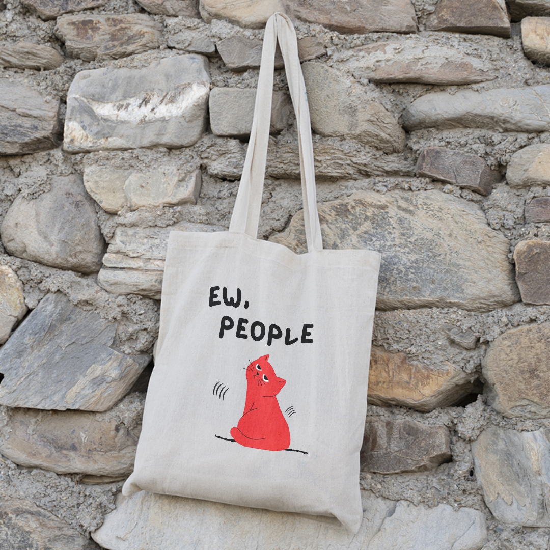 Cute Cat Illustration Tote Bag | Adorable & Fun Canvas Bag