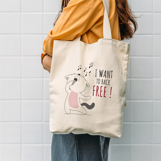Cute Cat Illustration Tote Bag | Adorable Canvas Bag for Cat Lovers