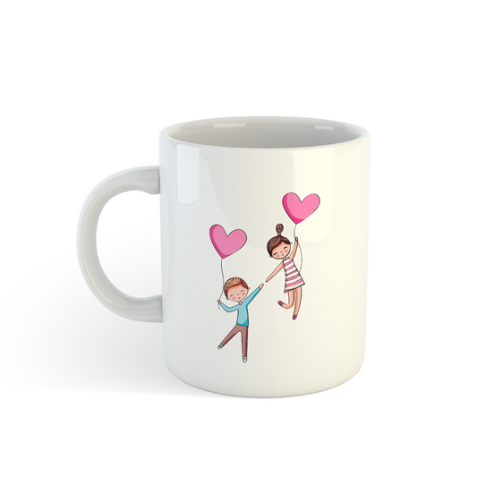 Cartoon Heart Balloon Couple Mugs | Adorable Love Mugs Mugdog- Buy Your Gifting Items