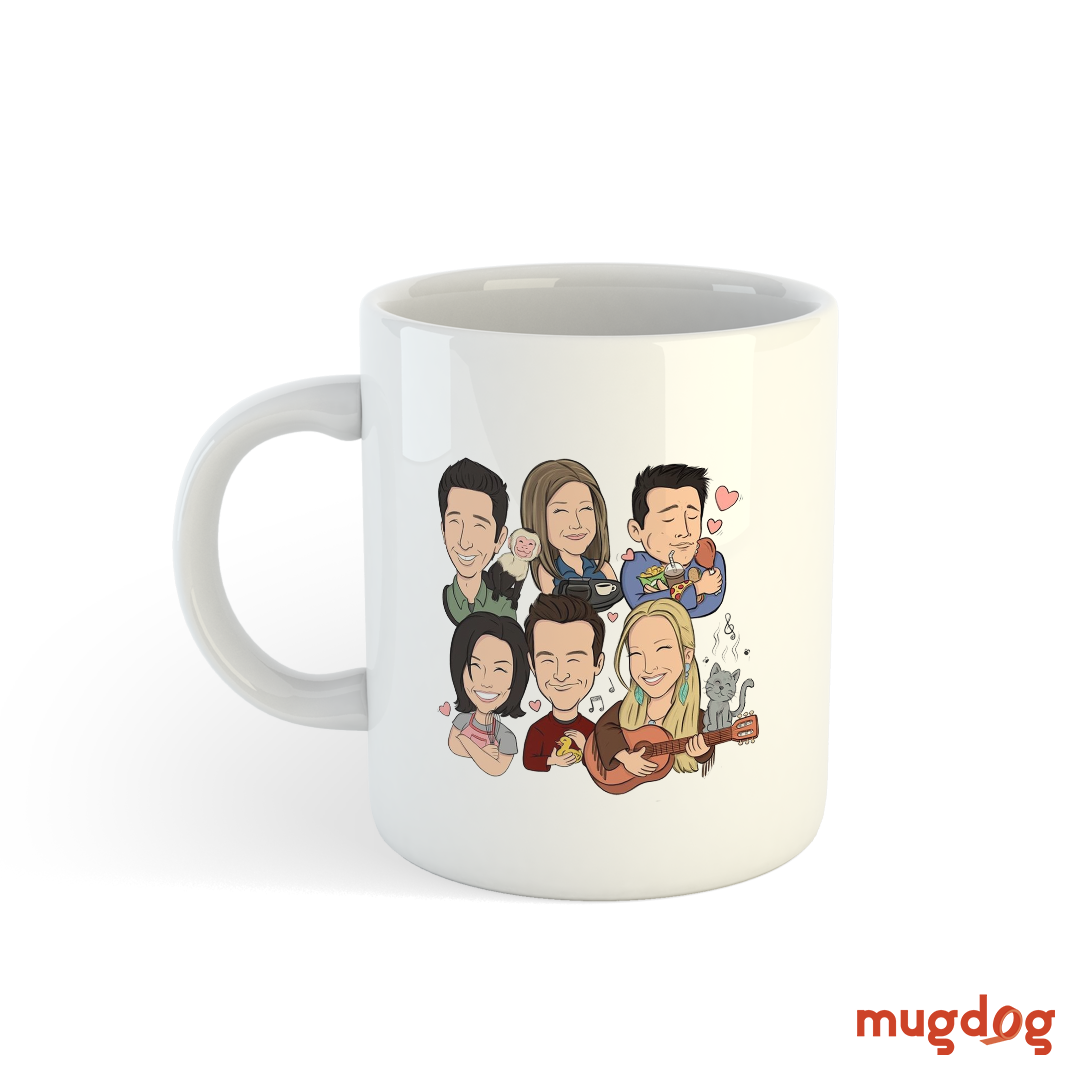 Friends TV Show Cartoon Characters Mug | White Ceramic Coffee Mug Mugdog- Buy Your Gifting Items