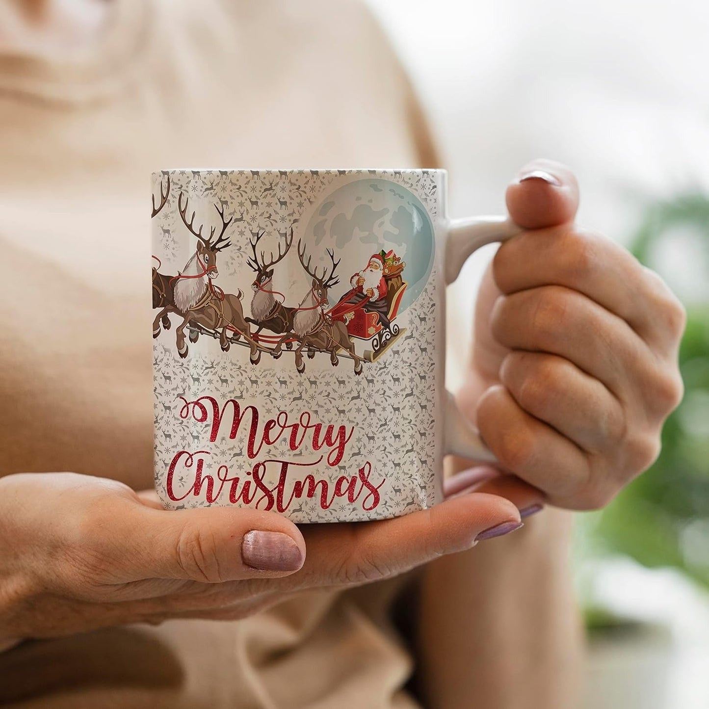 Santa Claus Merry Christmas Mug | White Ceramic Coffee Mug | 350ml Mug Mugdog