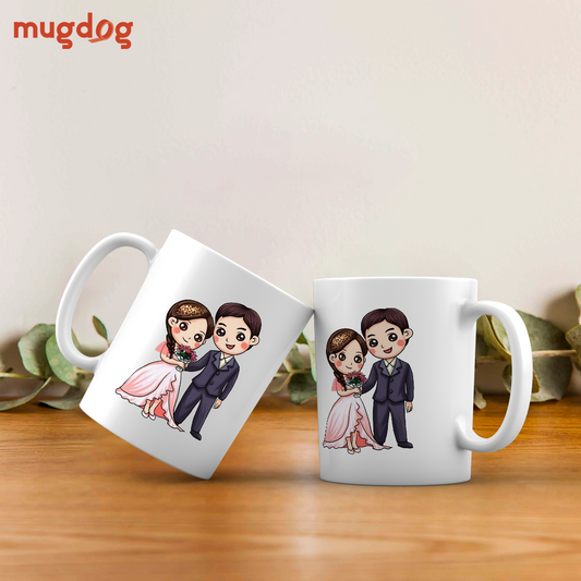 Cartoon Wedding Couple Mug | Perfect Gift for Newlyweds