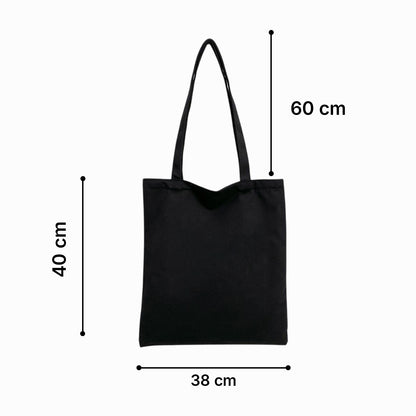 Mugdog Stylish Printed Tote Bag Featuring Girl and Moon Design | Cosmos Lover Black Tote Bag for Women