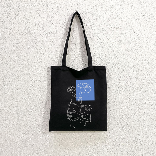 Mugdog Black Canvas Tote Bag for Women | Multipurpose Tote Bags | Cute Hand Bag for Women
