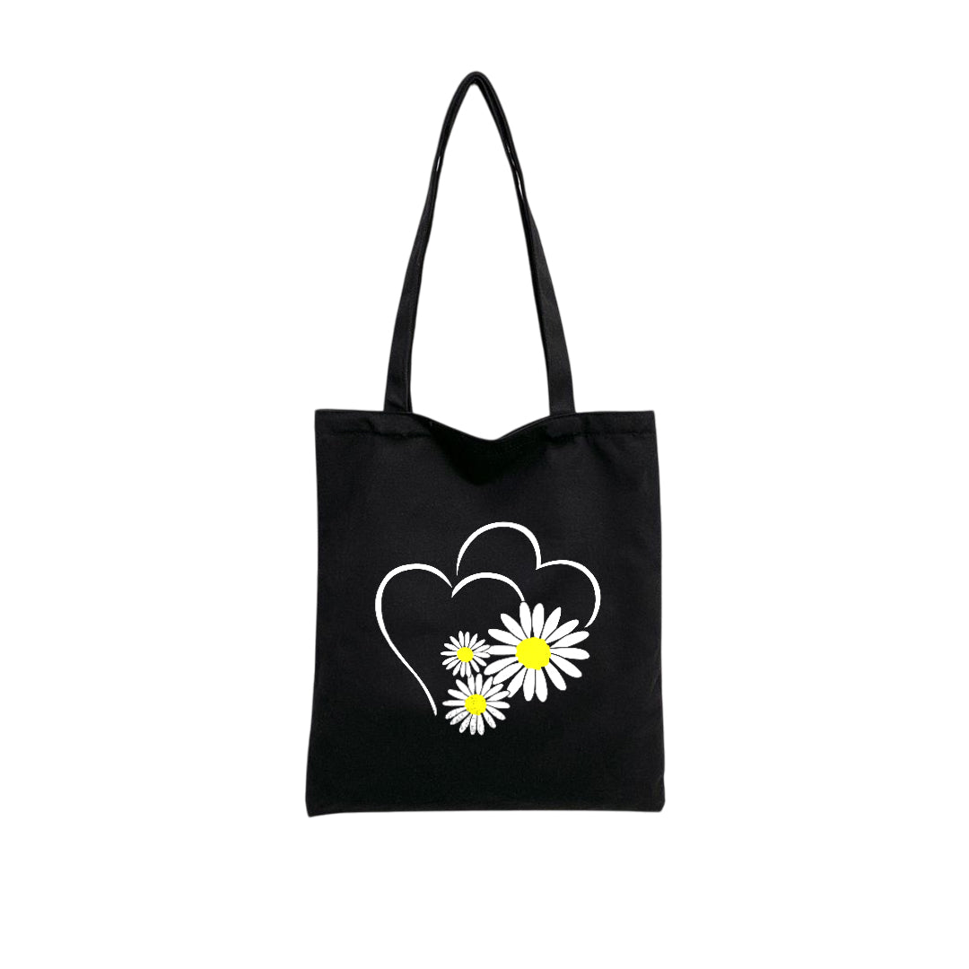 Mugdog Stylish Printed Tote Bag Featuring Girl and Moon Design | Cosmos Lover Black Tote Bag for Women