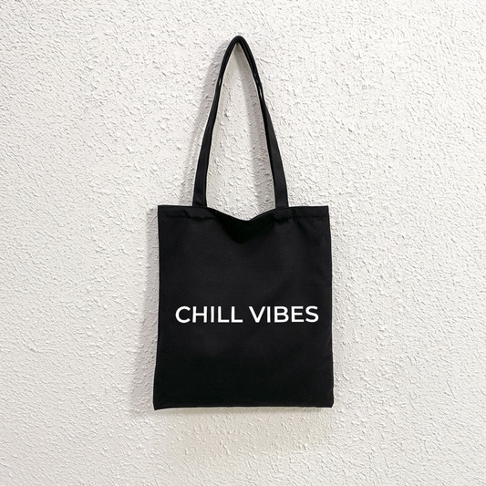 Mugdog Stylish Printed Tote Bag Featuring Chill vibes print | Cosmos Lover Black Tote Bag for Women Mugdog- Buy Your Gifting Items