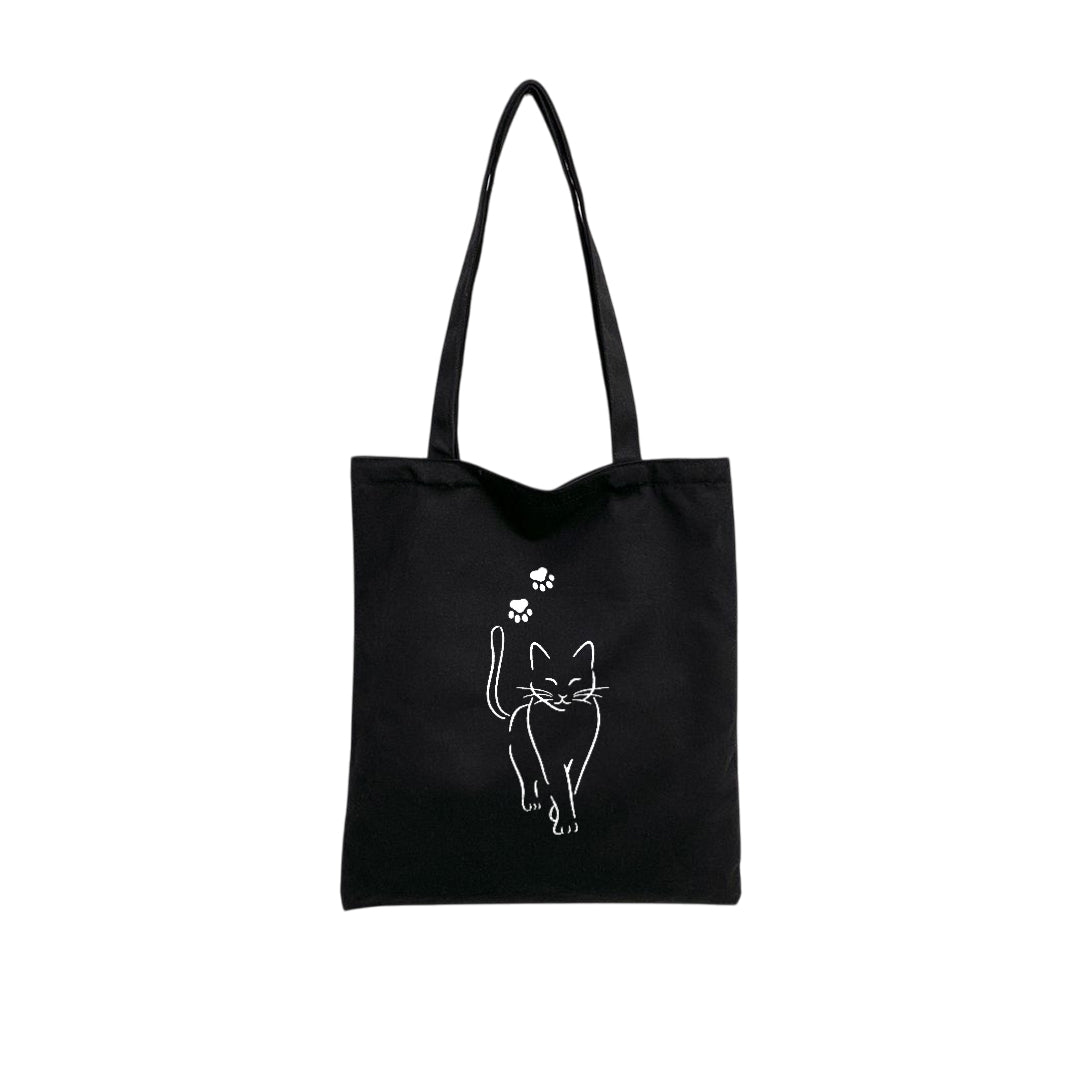Mugdog Tote bags for cat lovers | Trendy Black Canvas Tote Bags for Women | Tote Bag for College Girls