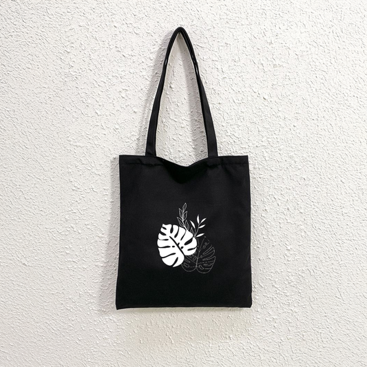 Mugdog Black Canvas Tote Bag |Perfect for carrying all your essentials | Trendy choice for women