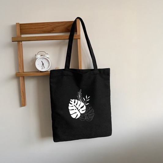 Mugdog Black Canvas Tote Bag |Perfect for carrying all your essentials | Trendy choice for women