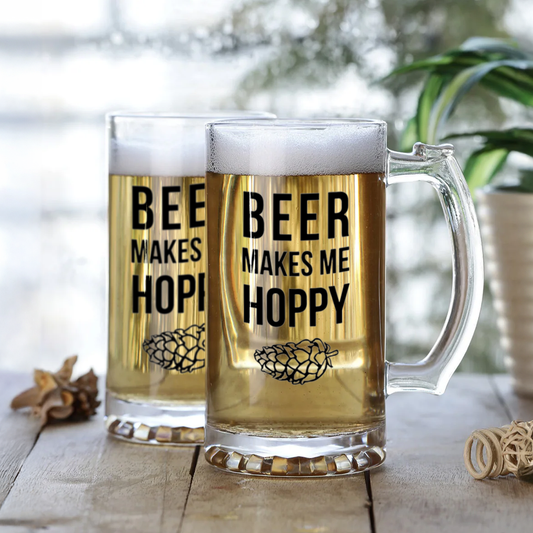 Funny Quote Beer Mug | "Beer Makes Me Happy" Personalized Mug for Beer Lovers