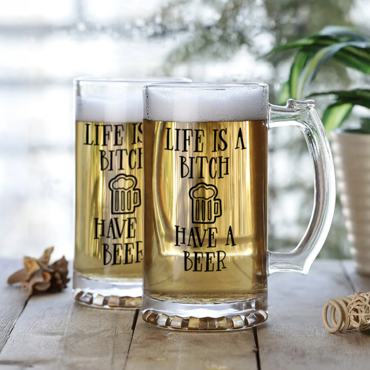 Funny Motivational Beer Mug | Cheers to Life | Customizable Drinkware for Beer Lovers