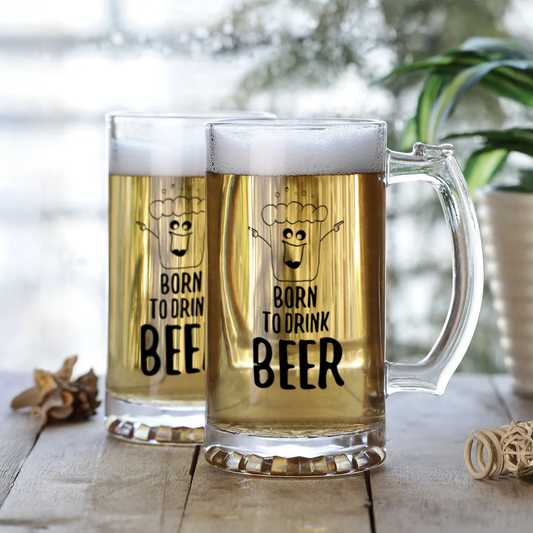 Custom Funny Quote Beer Mug | "Born to Drink Beer" Mug