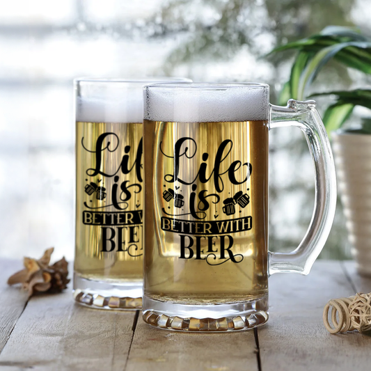 Funny Motivational Beer Mug | "Life Is Better with Beer" Custom Mug